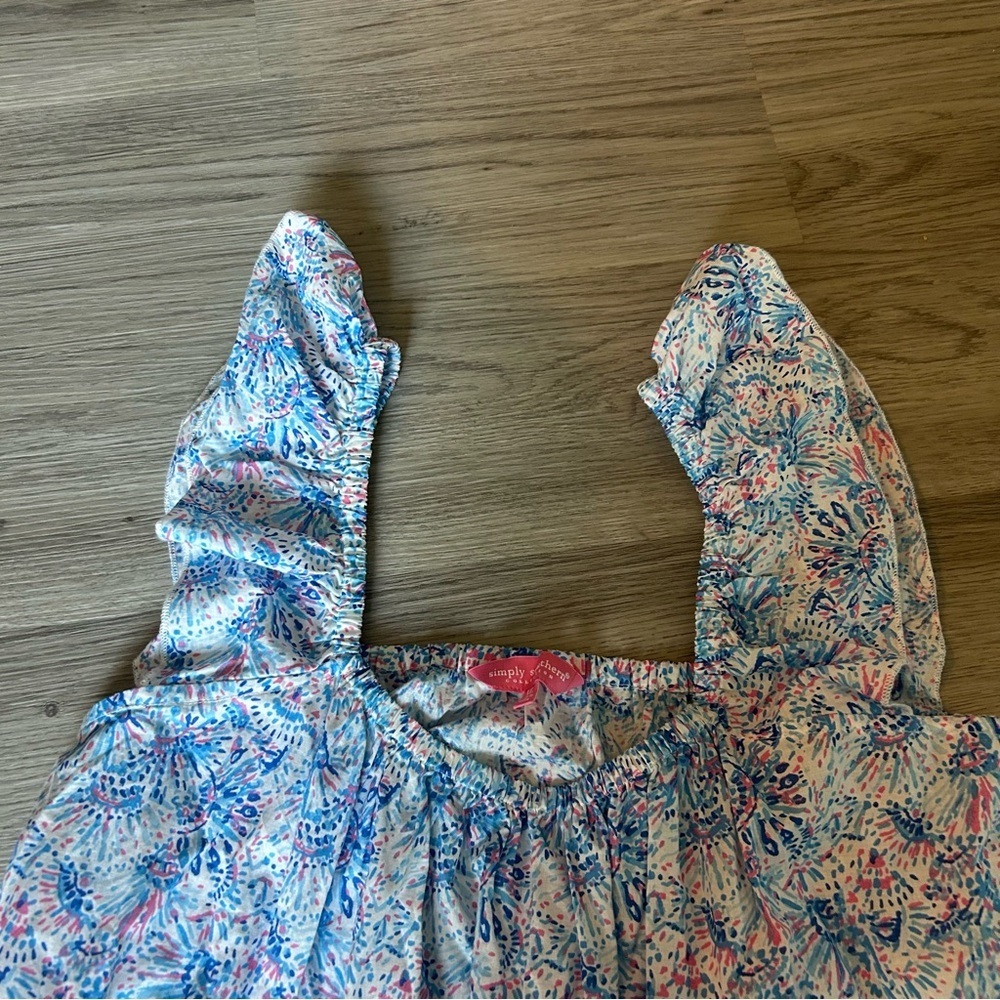 Simply Southern Floral Mdi Dress Ruffle Strap Confetti Sz. XL - Picture 3 of 8